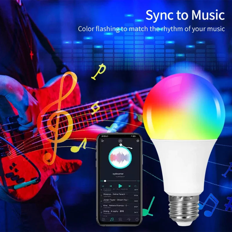 Xiaomi Youpin Tuya Bluetooth Smart LED Light Bulb E27 RGB Smart Lamps For Living Room Decoration Party Lighting Smart Life Home