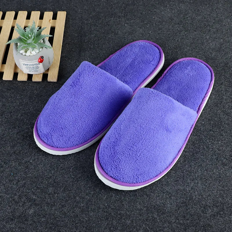 4 Pairs/Lot Winter Slippers Men Women Disposable Hotel Slippers Home Slides Travel Sandals Hospitality Guest Footwear