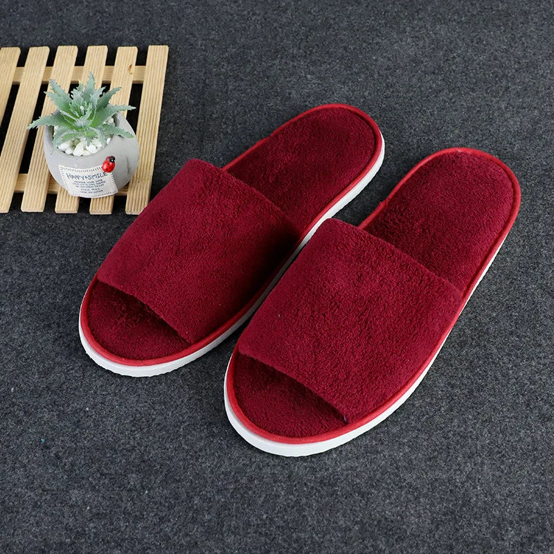 4 Pairs/Lot Winter Slippers Men Women Disposable Hotel Slippers Home Slides Travel Sandals Hospitality Guest Footwear