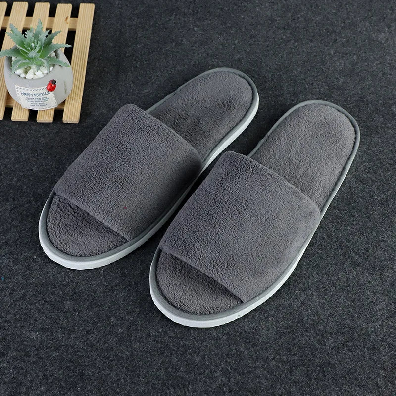 4 Pairs/Lot Winter Slippers Men Women Disposable Hotel Slippers Home Slides Travel Sandals Hospitality Guest Footwear