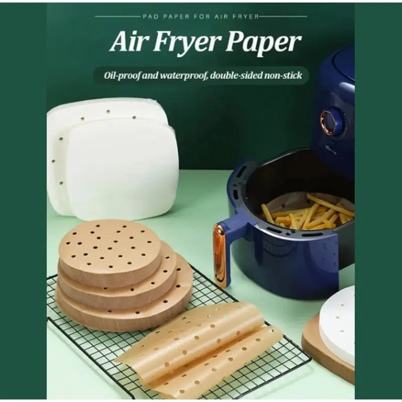 50/100/200pc Air Fryer Paper Disposable Steamer Liners Kitchen Bakeware Papers Baking Non-stick Steaming Mat Oil-absorbing Paper