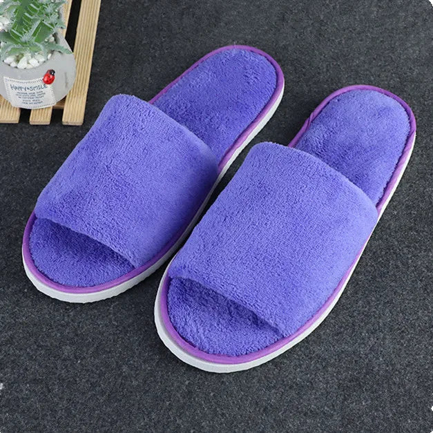 4 Pairs/Lot Winter Slippers Men Women Disposable Hotel Slippers Home Slides Travel Sandals Hospitality Guest Footwear