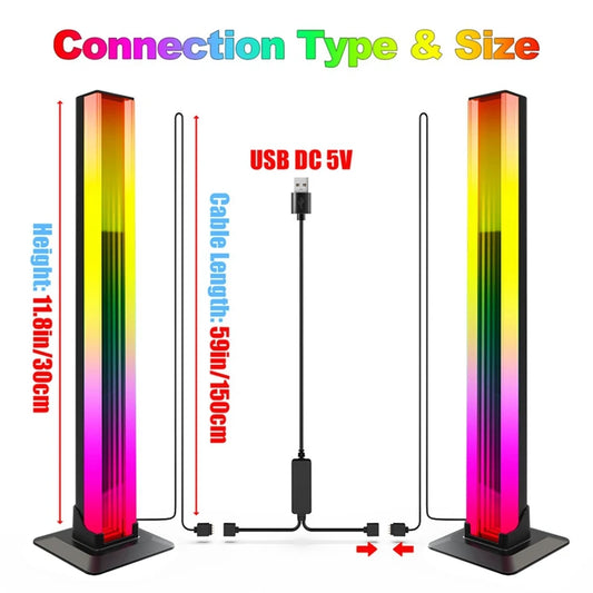 2PC LED Light RGB Room Decor Abyss Lamp Bluetooth Ambient Night Light Desktop Mood Lighting For TV PC Gaming Backlight