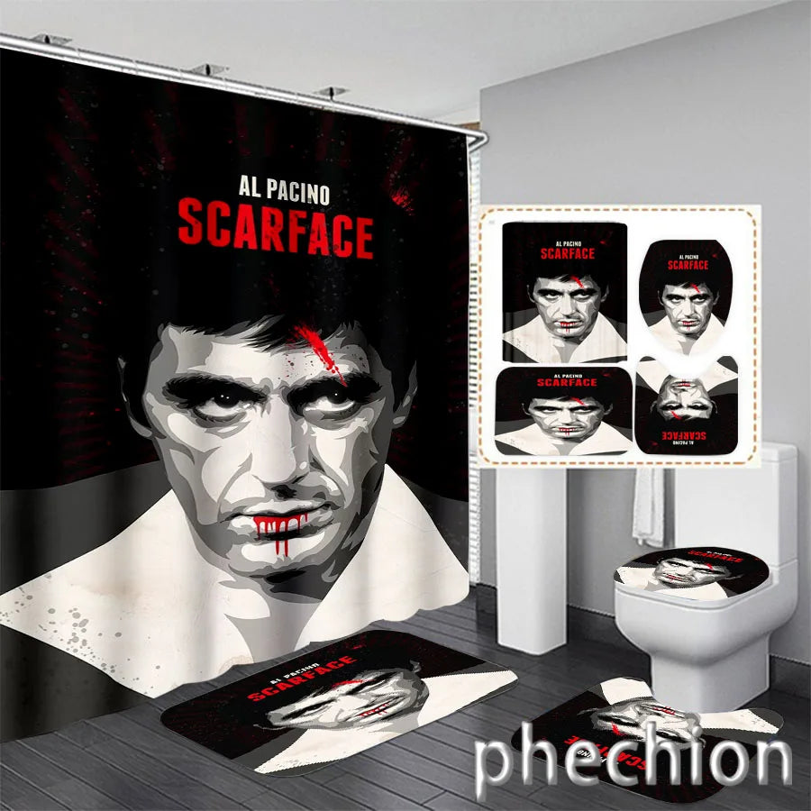 3D Print Scarface Shower Curtain Waterproof Bathroom Curtain Anti-slip Bath Mat Set Toilet Rugs Carpet Home Decor  VC05