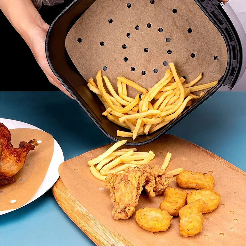 50/100/200pc Air Fryer Paper Disposable Steamer Liners Kitchen Bakeware Papers Baking Non-stick Steaming Mat Oil-absorbing Paper