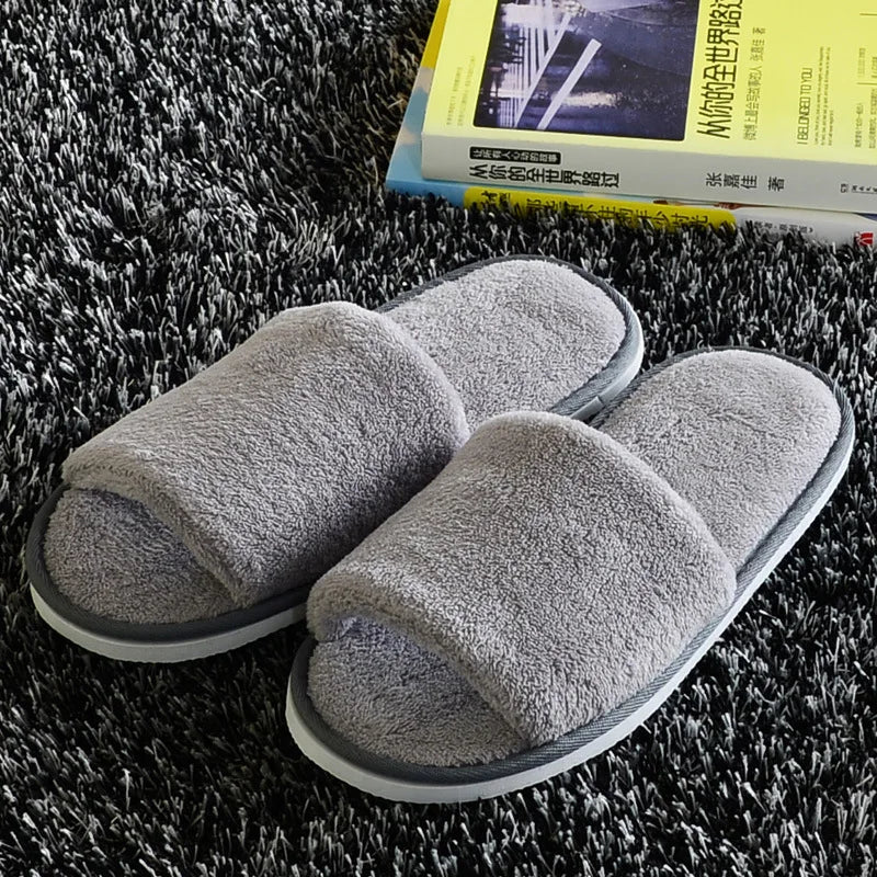 4 Pairs/Lot Winter Slippers Men Women Disposable Hotel Slippers Home Slides Travel Sandals Hospitality Guest Footwear