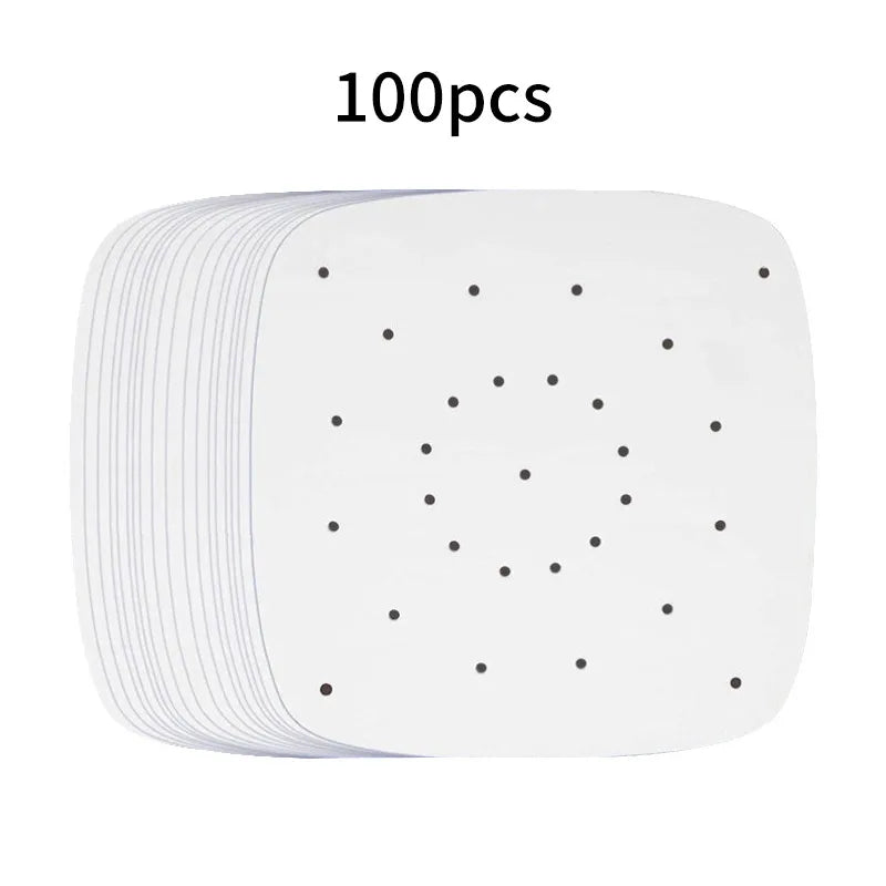 50/100/200pc Air Fryer Paper Disposable Steamer Liners Kitchen Bakeware Papers Baking Non-stick Steaming Mat Oil-absorbing Paper