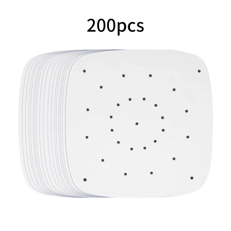 50/100/200pc Air Fryer Paper Disposable Steamer Liners Kitchen Bakeware Papers Baking Non-stick Steaming Mat Oil-absorbing Paper