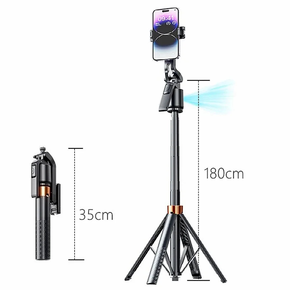 180cm/70.9in Fodable Auto Facial Follow-up Gimbals Stabilizers GoPro Action Camera Mobile Phone Holder Stand Selfie Stick Tripod