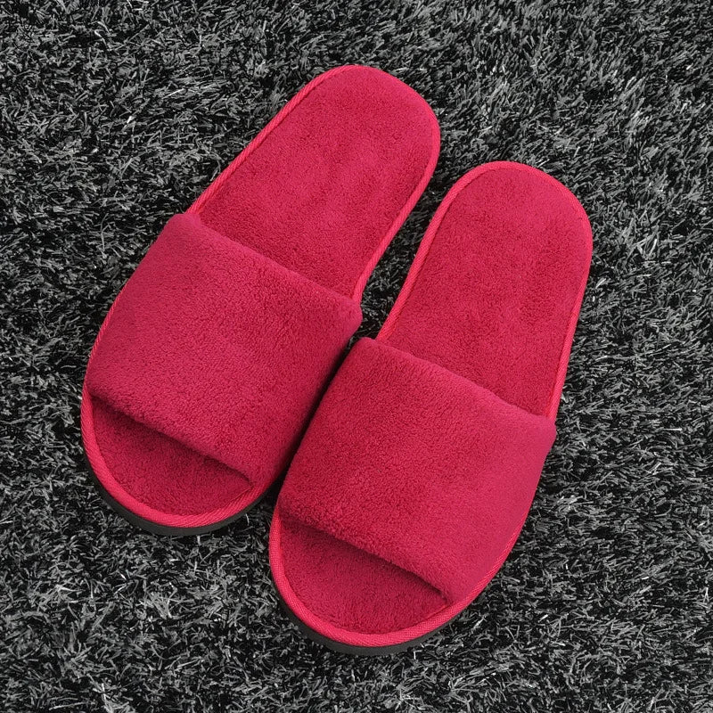 4 Pairs/Lot Winter Slippers Men Women Disposable Hotel Slippers Home Slides Travel Sandals Hospitality Guest Footwear