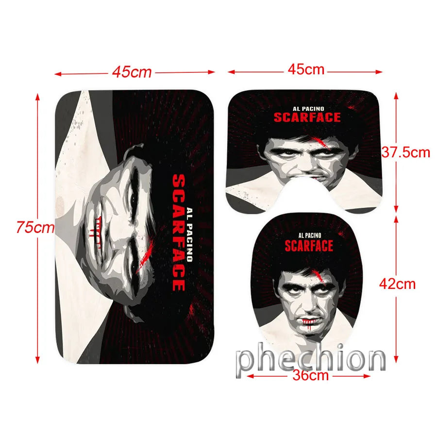 3D Print Scarface Shower Curtain Waterproof Bathroom Curtain Anti-slip Bath Mat Set Toilet Rugs Carpet Home Decor  VC05