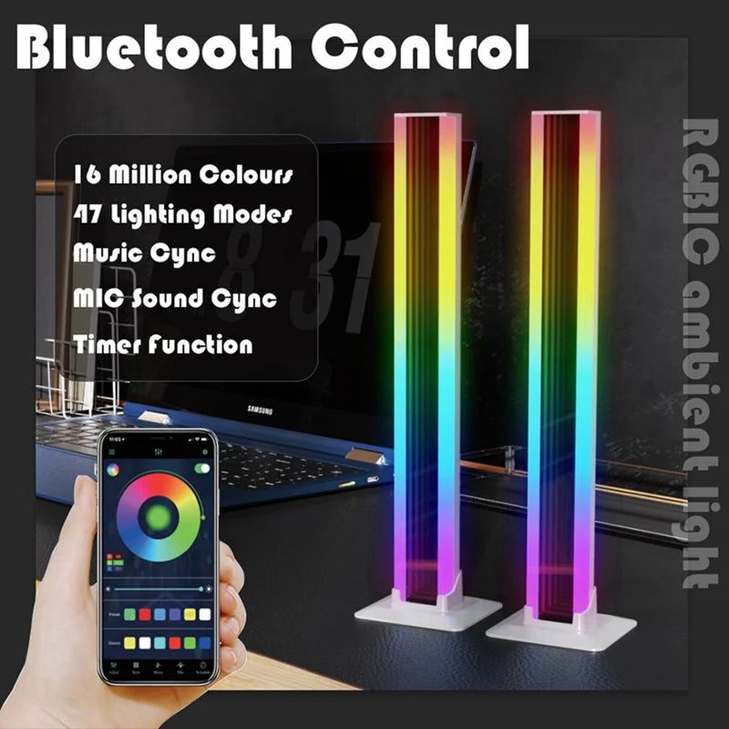 2PC LED Light RGB Room Decor Abyss Lamp Bluetooth Ambient Night Light Desktop Mood Lighting For TV PC Gaming Backlight