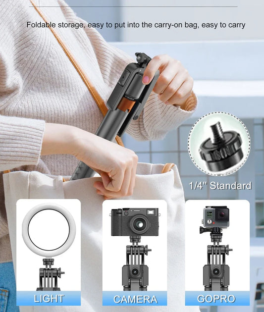 180cm/70.9in Fodable Auto Facial Follow-up Gimbals Stabilizers GoPro Action Camera Mobile Phone Holder Stand Selfie Stick Tripod