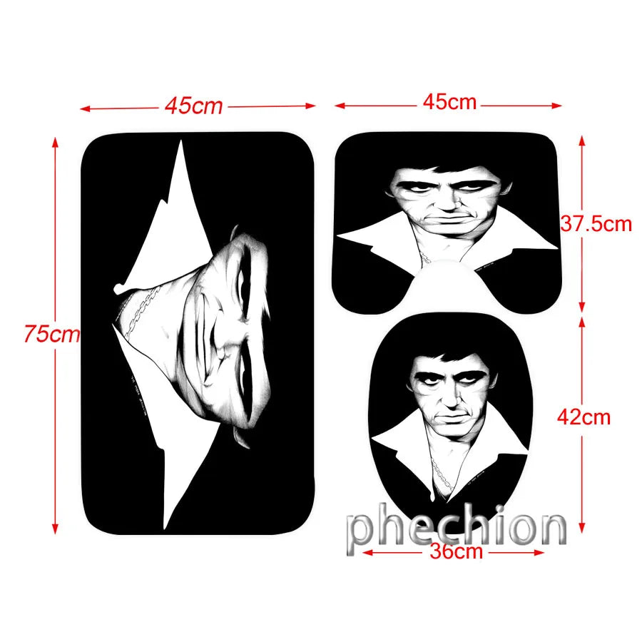 3D Print Scarface Shower Curtain Waterproof Bathroom Curtain Anti-slip Bath Mat Set Toilet Rugs Carpet Home Decor  VC05