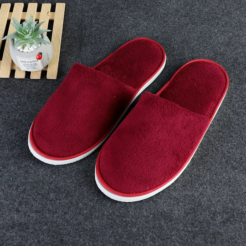 4 Pairs/Lot Winter Slippers Men Women Disposable Hotel Slippers Home Slides Travel Sandals Hospitality Guest Footwear