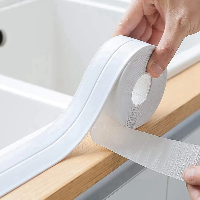 3.2M PVC Self Adhesive Caulking Sealing Tape for Kitchen Sink PVC Waterproof Bathroom Caulk Tape Anti Mold Edge Sealer Strip