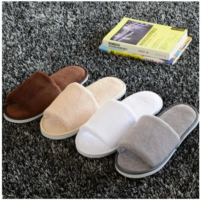 4 Pairs/Lot Winter Slippers Men Women Disposable Hotel Slippers Home Slides Travel Sandals Hospitality Guest Footwear