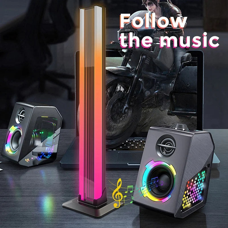 2PC LED Light RGB Room Decor Abyss Lamp Bluetooth Ambient Night Light Desktop Mood Lighting For TV PC Gaming Backlight