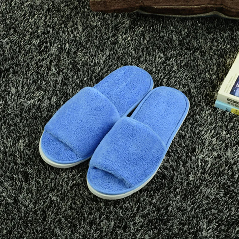 4 Pairs/Lot Winter Slippers Men Women Disposable Hotel Slippers Home Slides Travel Sandals Hospitality Guest Footwear