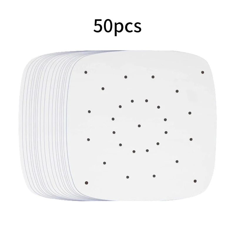 50/100/200pc Air Fryer Paper Disposable Steamer Liners Kitchen Bakeware Papers Baking Non-stick Steaming Mat Oil-absorbing Paper